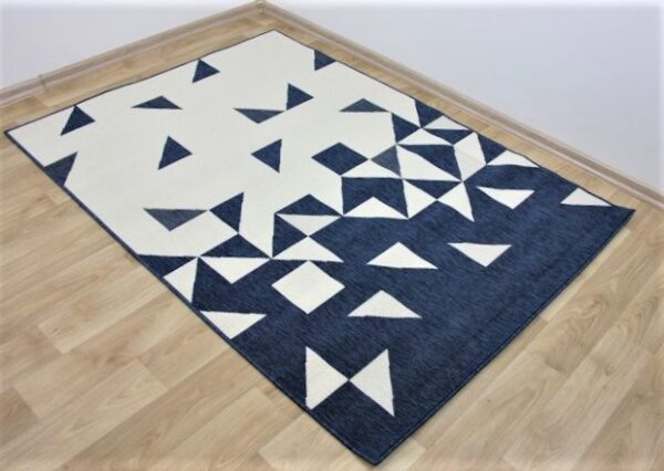 Dwupoziomowy dywan belgijski UNIWERSALNY wewnętrzny zewnętrzny GRANATOWY ECRU 160x230 cm - obrazek 11