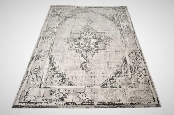 Nowoczesny, orientalny dywan belgijski w postarzanym stylu VINTAGE MANDALA MEDALION kremowy, beżowy, szary 200x290 cm - obrazek 7