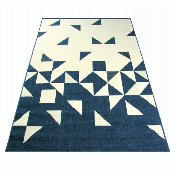 Dwupoziomowy dywan belgijski UNIWERSALNY wewnętrzny zewnętrzny GRANATOWY ECRU 160x230 cm - obrazek 10