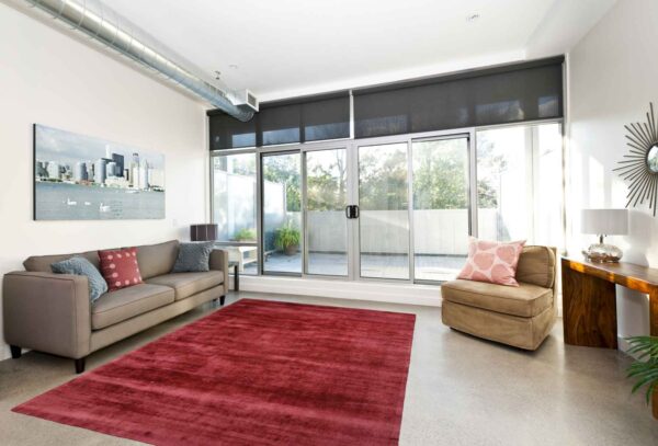 KAYOOM LUXURY RĘCZNIE TKANY ELEGANCKI LŚNIĄCY DYWAN WISKOZOWY GLAMOUR gruby gęsty gładki CZERWONY BORDO 200x290 cm - obrazek 3
