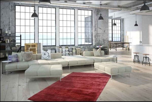 KAYOOM LUXURY RĘCZNIE TKANY ELEGANCKI LŚNIĄCY DYWAN WISKOZOWY GLAMOUR gruby gęsty gładki CZERWONY BORDO 200x290 cm - obrazek 7
