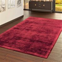 KAYOOM LUXURY RĘCZNIE TKANY ELEGANCKI LŚNIĄCY DYWAN WISKOZOWY GLAMOUR gruby gęsty gładki CZERWONY BORDO 200x290 cm