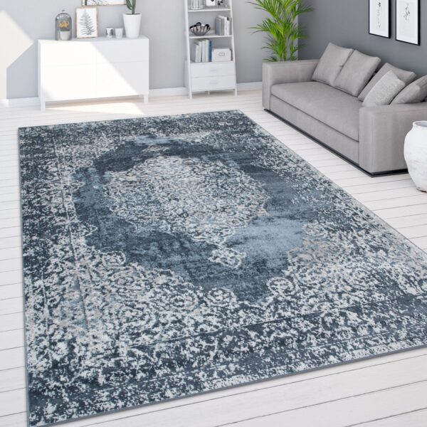 NOWOCZESNY dywan pokojowy VINTAGE barokowy granatowy szary 160x220 cm - obrazek 12