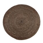OKRĄGŁY INDYJSKI dywan naturalny, pleciony GOODWEAVE wykonany z juty i bawełny beżowy czarny 150x150 cm