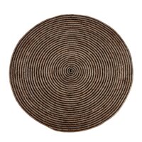 OKRĄGŁY INDYJSKI dywan naturalny, pleciony GOODWEAVE wykonany z juty i bawełny beżowy czarny 150x150 cm