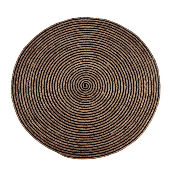 OKRĄGŁY INDYJSKI dywan naturalny, pleciony GOODWEAVE wykonany z juty i bawełny beżowy czarny 150x150 cm - obrazek 12