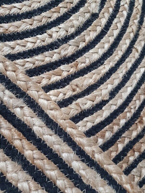 OKRĄGŁY INDYJSKI dywan naturalny, pleciony GOODWEAVE wykonany z juty i bawełny beżowy czarny 150x150 cm - obrazek 9