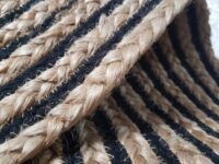 OKRĄGŁY INDYJSKI dywan naturalny, pleciony GOODWEAVE wykonany z juty i bawełny beżowy czarny 150x150 cm - obrazek 3