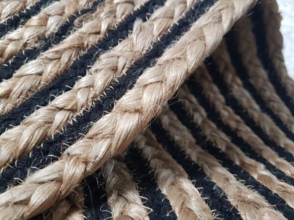 OKRĄGŁY INDYJSKI dywan naturalny, pleciony GOODWEAVE wykonany z juty i bawełny beżowy czarny 150x150 cm - obrazek 3