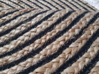 OKRĄGŁY INDYJSKI dywan naturalny, pleciony GOODWEAVE wykonany z juty i bawełny beżowy czarny 150x150 cm - obrazek 10