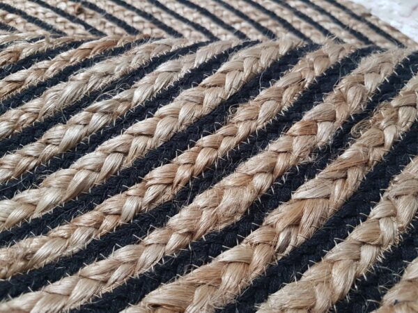 OKRĄGŁY INDYJSKI dywan naturalny, pleciony GOODWEAVE wykonany z juty i bawełny beżowy czarny 150x150 cm - obrazek 10
