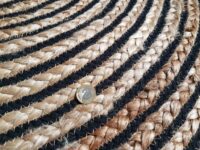 OKRĄGŁY INDYJSKI dywan naturalny, pleciony GOODWEAVE wykonany z juty i bawełny beżowy czarny 150x150 cm - obrazek 4