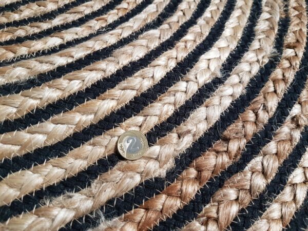 OKRĄGŁY INDYJSKI dywan naturalny, pleciony GOODWEAVE wykonany z juty i bawełny beżowy czarny 150x150 cm - obrazek 4