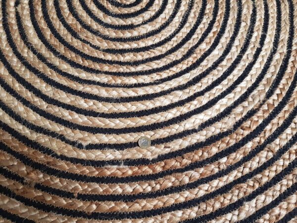 OKRĄGŁY INDYJSKI dywan naturalny, pleciony GOODWEAVE wykonany z juty i bawełny beżowy czarny 150x150 cm - obrazek 11