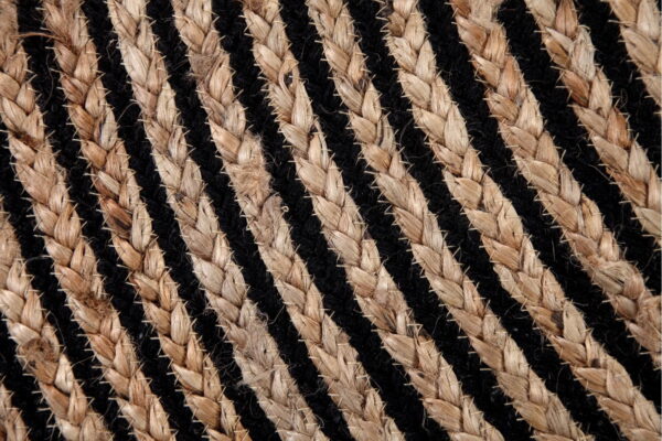 OKRĄGŁY INDYJSKI dywan naturalny, pleciony GOODWEAVE wykonany z juty i bawełny beżowy czarny 150x150 cm - obrazek 5