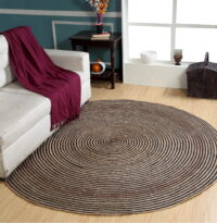 OKRĄGŁY INDYJSKI dywan naturalny, pleciony GOODWEAVE wykonany z juty i bawełny beżowy czarny 150x150 cm - obrazek 7