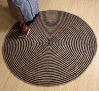 OKRĄGŁY INDYJSKI dywan naturalny, pleciony GOODWEAVE wykonany z juty i bawełny beżowy czarny 150x150 cm - obrazek 2