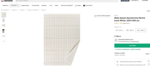 smartWeave NARMA ESNA szenilowy bawełniany dwustronny dywan pokojowy biały 200x300 cm - obrazek 16