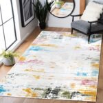 GALAXY RAINBOW VINTAGE Nowoczesny, strukturalny, dwupoziomowy dywan do salonu KREMOWY KOLOROWY 200x290 cm