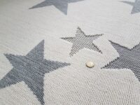 NOWOCZESNY DWUPOZIOMOWY DYWAN W GWIAZDKI z płaskim splotem. Kremowy, ecru, szary - obrazek 6