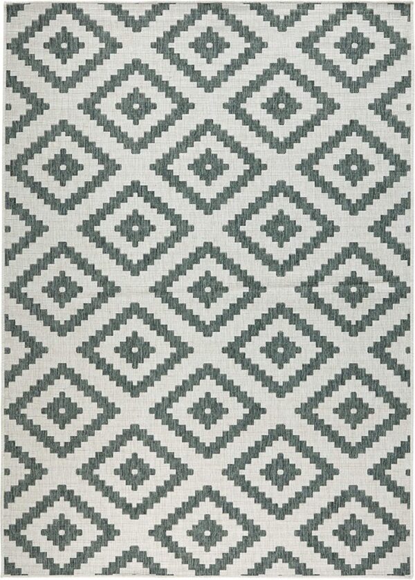 BOUGARI MALTA nowoczesny, dwustronny dywan uniwersalny KREMOWY ZIELONY IKAT 160x230 cm - obrazek 6