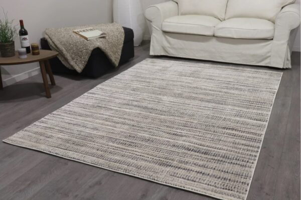 NOWOCZESNY DYWAN DO SALONU VERCAI RUGS szary beżowy w paski 200x290 cm - obrazek 4