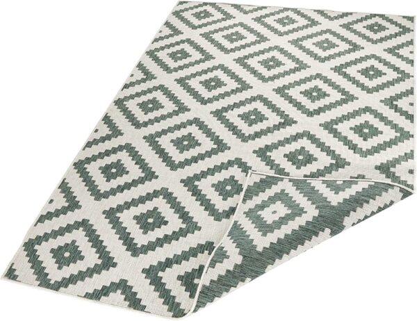 BOUGARI MALTA nowoczesny, dwustronny dywan uniwersalny KREMOWY ZIELONY IKAT 160x230 cm - obrazek 7