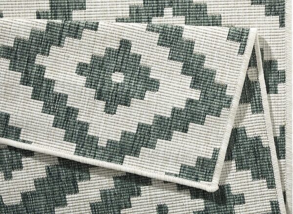 BOUGARI MALTA nowoczesny, dwustronny dywan uniwersalny KREMOWY ZIELONY IKAT 160x230 cm - obrazek 2