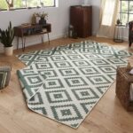 BOUGARI MALTA nowoczesny, dwustronny dywan uniwersalny KREMOWY ZIELONY IKAT 160x230 cm