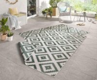 BOUGARI MALTA nowoczesny, dwustronny dywan uniwersalny KREMOWY ZIELONY IKAT 160x230 cm - obrazek 4