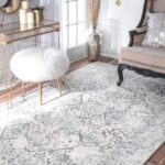 ORIENTALNY BAROKOWY DYWAN DO SALONU nuLOOM BODRUM szary kremowy w postarzanym stylu vintage 160x220 cm