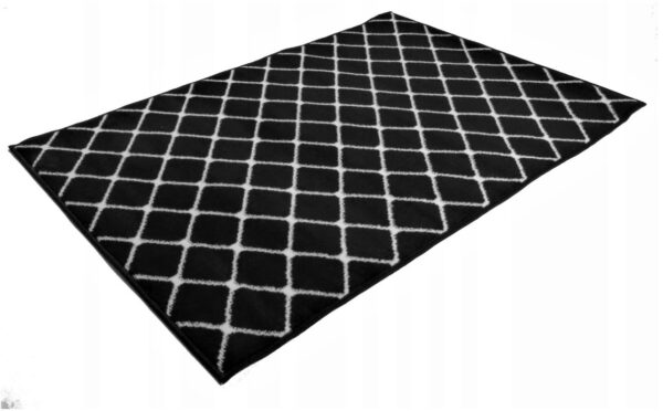 NOWOCZESNY GEOMETRYCZNY DYWAN POKOJOWY krata kwadraty biały czarny 160x220 cm - obrazek 6