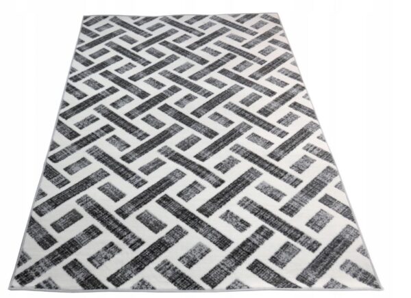 NOWOCZESNY GEOMETRYCZNY DYWAN POKOJOWY DO SALONU szary w wielu odcieniach szarości, biały 160x220 cm - obrazek 7
