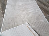 ELEGANCKI LŚNIĄCY dywanik z frędzlami w stylu GLAMOUR jasny beżowy FIJI MATRIX 80x150 cm - obrazek 7