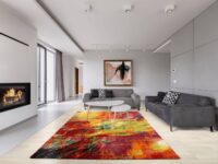 NOWOCZESNY ABSTRAKCYJNY KOLOROWY dywan do salonu HAPPINESS NEW BRUSH czerwony 200x290 cm - obrazek 3