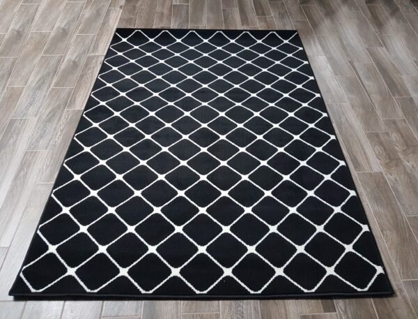 NOWOCZESNY GEOMETRYCZNY DYWAN POKOJOWY krata kwadraty biały czarny 160x220 cm - obrazek 9