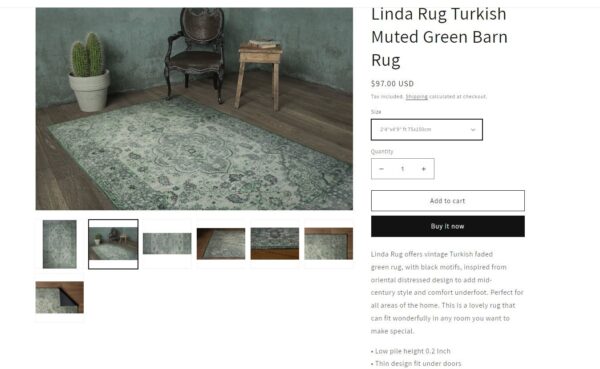 ORIENTALNY KLASYCZNY TRADYCYJNY SZENILOWY DYWAN DO SALONU w postarzanym stylu vintage zielony butelkowa zieleń ARTLOOP BLUES - obrazek 12