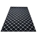 NOWOCZESNY GEOMETRYCZNY DYWAN POKOJOWY krata kwadraty biały czarny 160x220 cm