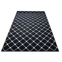 NOWOCZESNY GEOMETRYCZNY DYWAN POKOJOWY krata kwadraty biały czarny 160x220 cm
