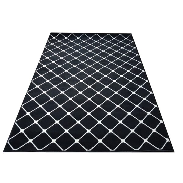 NOWOCZESNY GEOMETRYCZNY DYWAN POKOJOWY krata kwadraty biały czarny 160x220 cm - obrazek 10