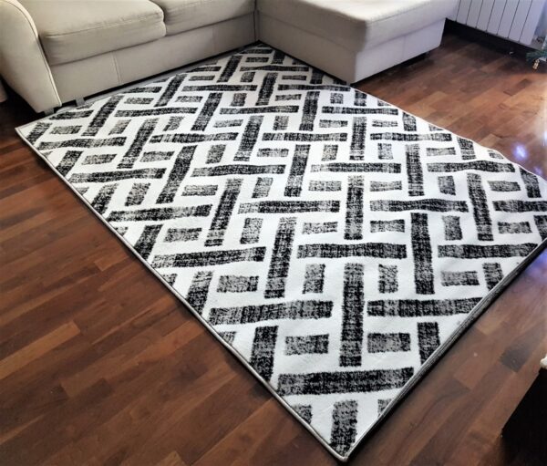 NOWOCZESNY GEOMETRYCZNY DYWAN POKOJOWY DO SALONU szary w wielu odcieniach szarości, biały 160x220 cm - obrazek 9