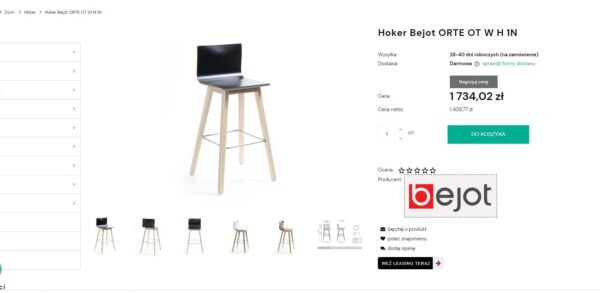 WYSOKIE DREWNIANE KRZESŁO HOKER ORTE OT W H 1N Bejot CZARNE - obrazek 9