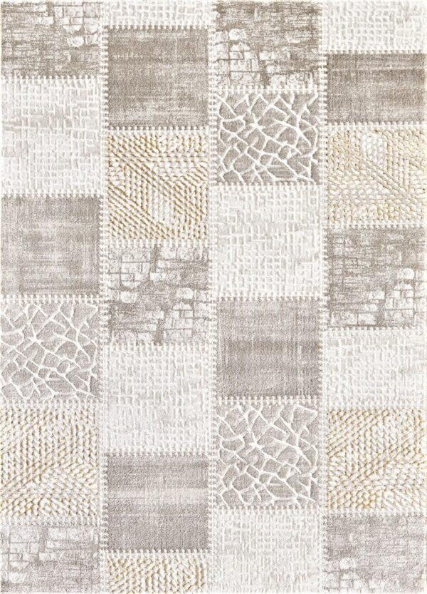 ELEGANCKI Dywan do salonu SANAT HALI HARMONY PATCHWORK orientalny kremowy beżowy złoty 160x220 cm - obrazek 4