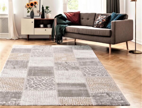 ELEGANCKI Dywan do salonu SANAT HALI HARMONY PATCHWORK orientalny kremowy beżowy złoty 160x220 cm - obrazek 7