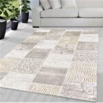 ELEGANCKI Dywan do salonu SANAT HALI HARMONY PATCHWORK orientalny kremowy beżowy złoty 160x220 cm