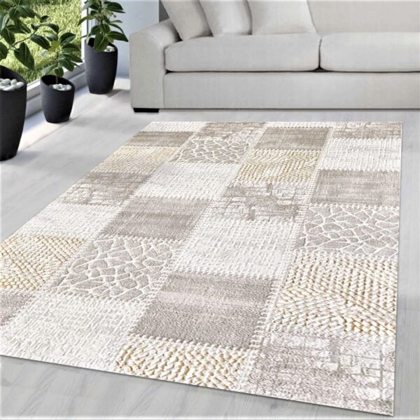 ELEGANCKI Dywan do salonu SANAT HALI HARMONY PATCHWORK orientalny kremowy beżowy złoty 160x220 cm - obrazek 6