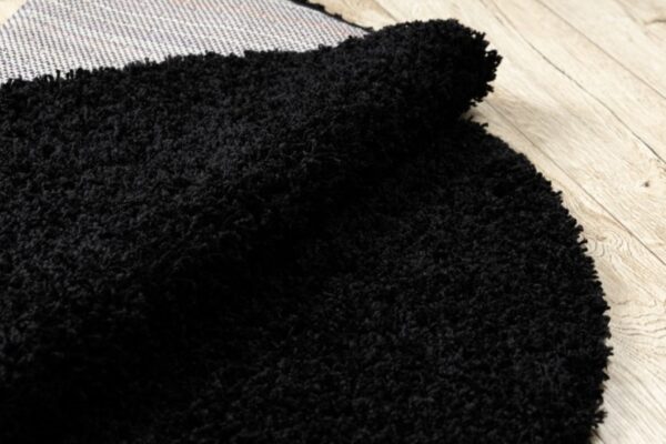 OKRĄGŁY NOWOCZESNY PUSZYSTY TKANY SHAGGY SANAT HALI LOCA dywan pokojowy czarny 150x150 cm - obrazek 4