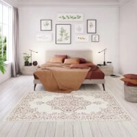 ORIENTALNY DYWAN TKANY NA PŁASKO SZNURKOWY MANDALA kremowy różowy fioletowy NORTHRUGS TILOS 160x230 cm - obrazek 5