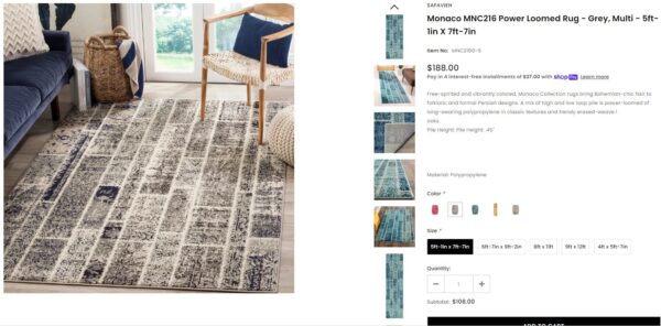 NOWOCZESNY DYWAN POKOJOWY w stylu Boho Chic szary granatowy wielokolorowy SAFAVIEH MONACO MNC216G 160x230 cm - obrazek 14