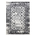 Nowoczesny, orientalny dywan belgijski w postarzanym stylu VINTAGE MANDALA MEDALION kremowy szary czarny 200x290 cm